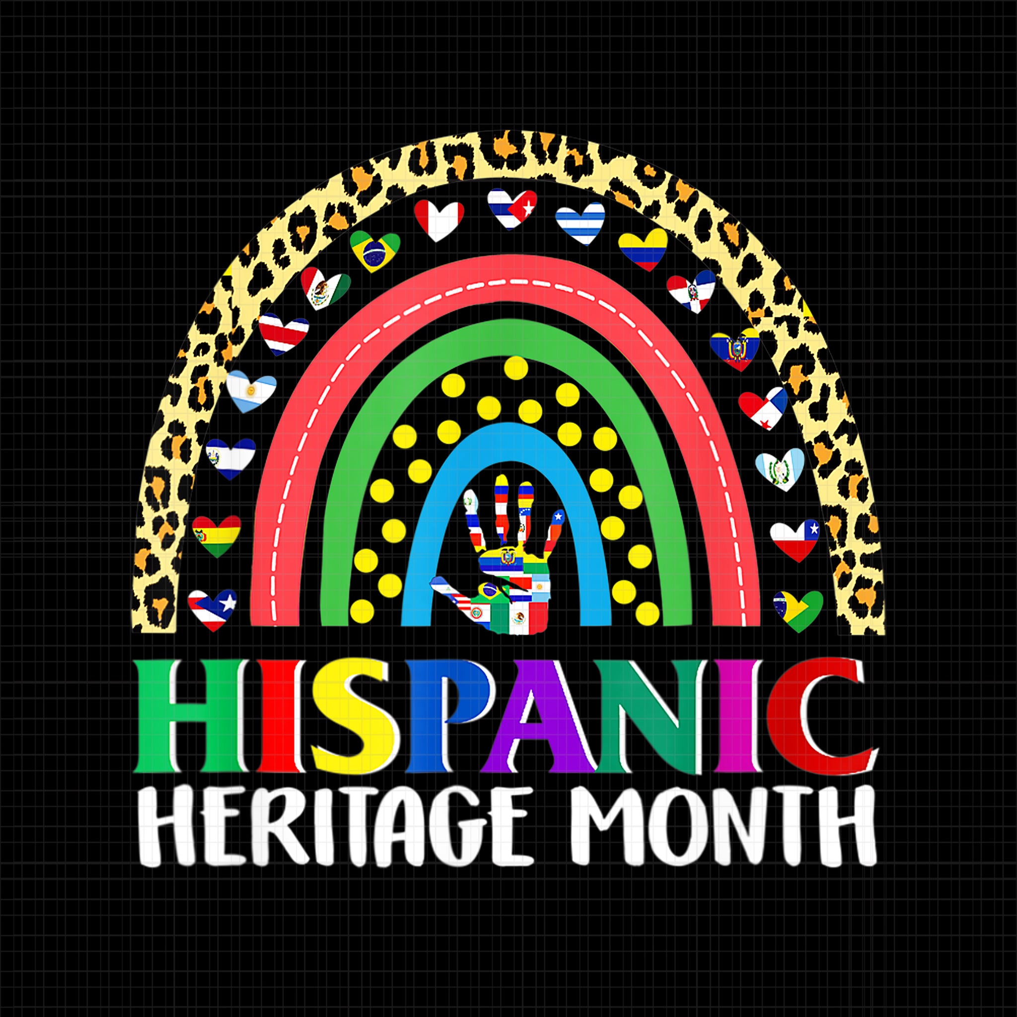 Hispanic Heritage Month Png, National Hispanic Heritage month Rainbow All Countries Flags, Rainbow All Countries Flags