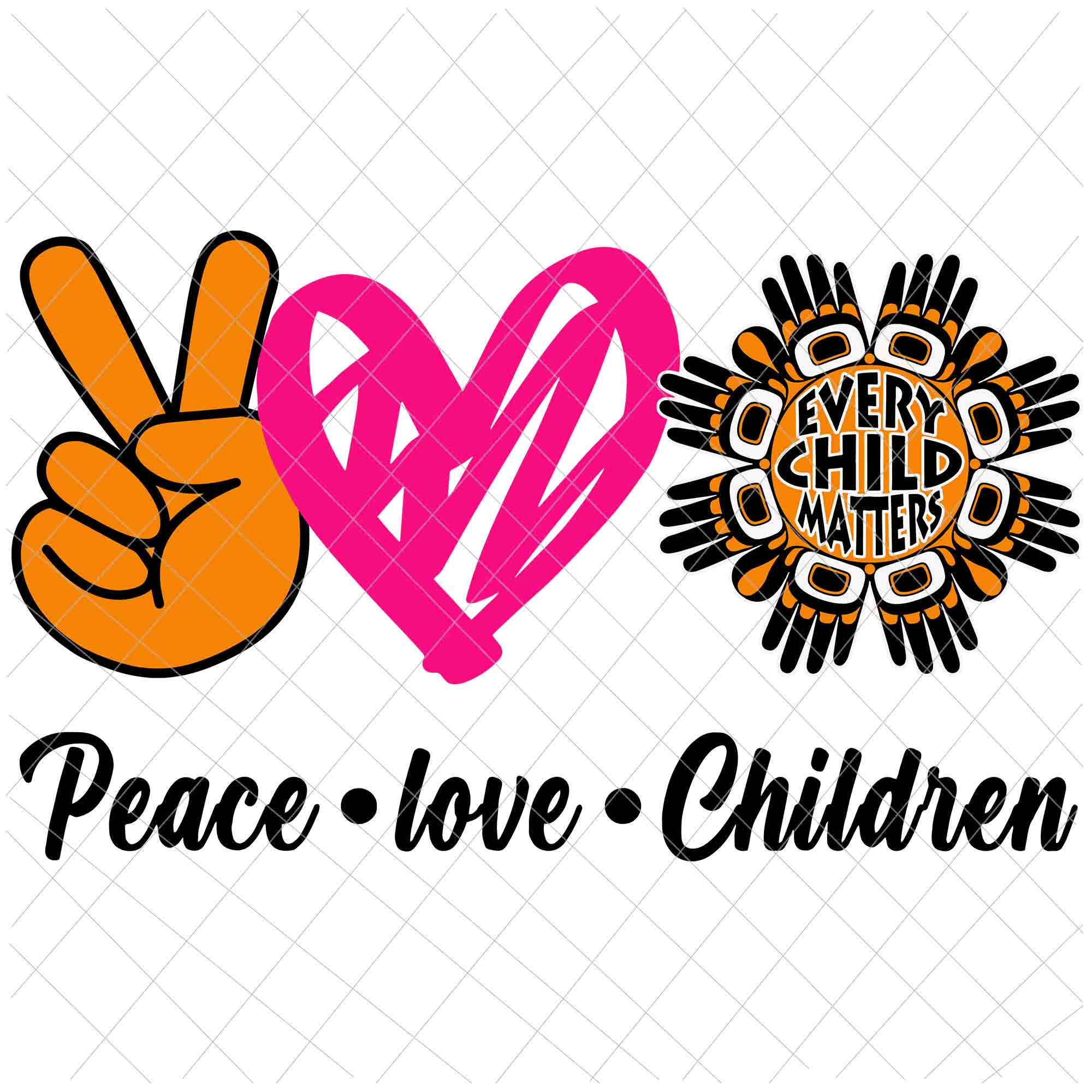 Peacle Love Children Svg, Every Child Matters Svg, Orange Day Svg, Residential Schools Svg, Indigenous Education Orange Day Svg