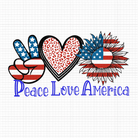 Peace Love America SVG, Peace Love America 4th of July, Peace Love America 4th July Patriotic Sunflower Heart, 4th of July svg, 4th of July vector