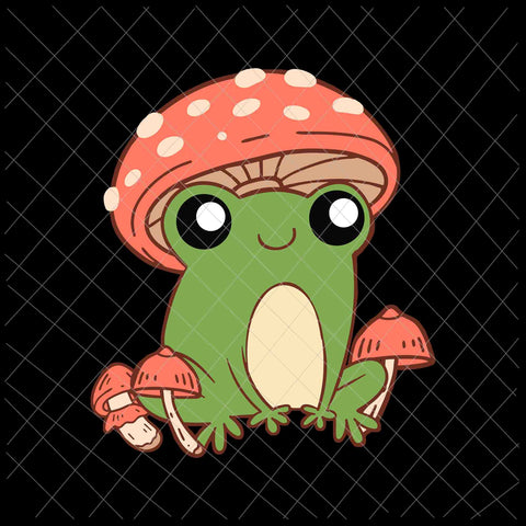Frog with Mushroom Hat Svg, Cute Cottagecore Aesthetic Svg, Frog Mushroom Svg, Frog Cute Svg