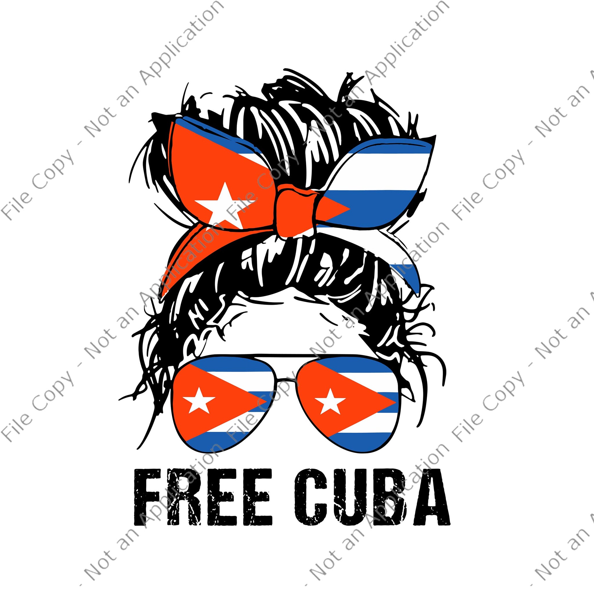 Messy Hair Woman Bun SOS Cuba Svg, Flag Free Cuba Svg, SOS Cuba Svg, Cuba Svg, Free Cuba, Free Cuba Messy Hair Woman