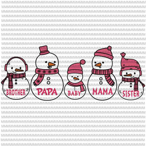 Snowman family christmas svg, Snowman family svg, Cute Snowman svg, Family Christmas svg