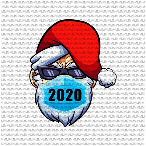 Santa In Sunglasses Wearing Mask vector, Funny Christmas 2020 vector, Santa Wearing Mask vector, santa claus mask vector, funny santa claus 2020