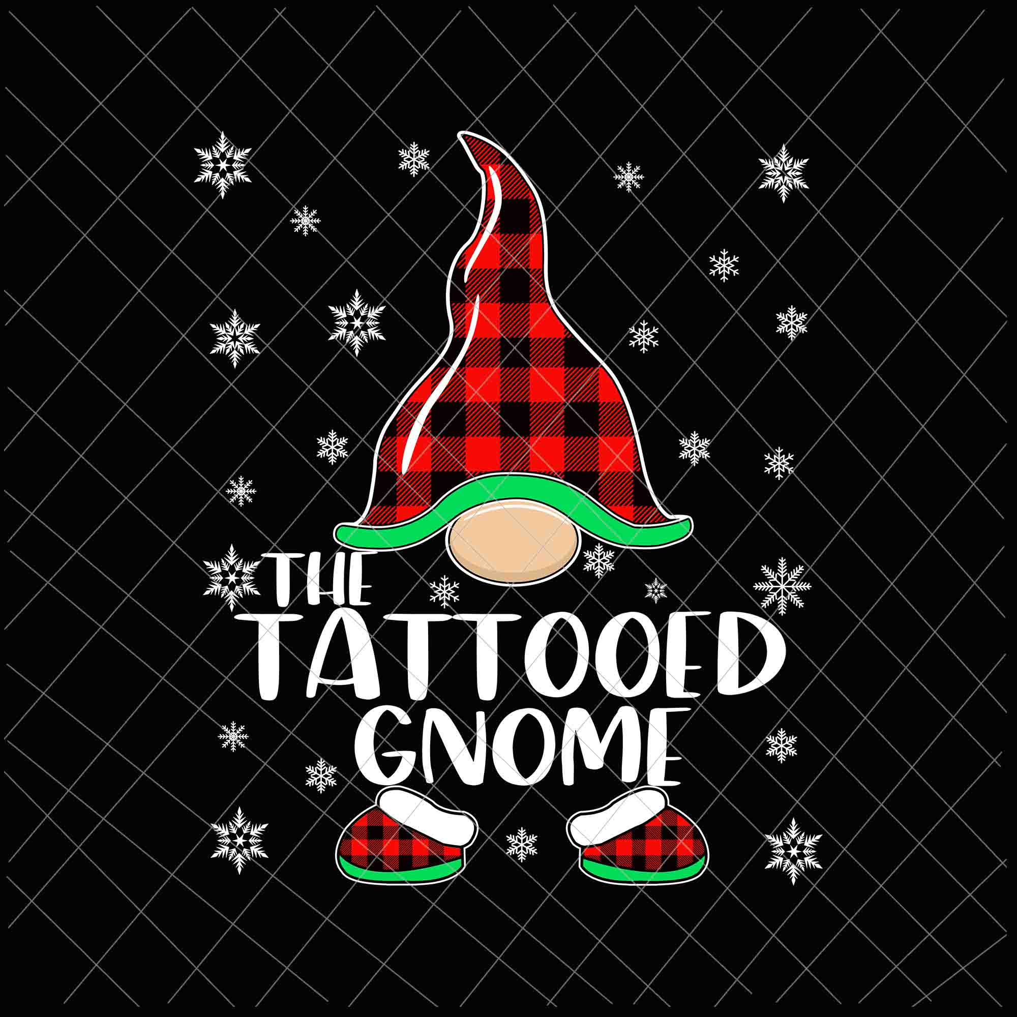 The Tattooed Gnome Svg, Gnome Buffalo Plaid Christmas Svg, Christmas Gnomies Svg, Funny Christmas