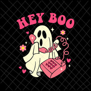 Hey Boo Svg, Funny Halloween Spooky Season Scary Ghost Svg, Ghost Phone Call Halloween Svg, Cute Ghost Halloween Svg