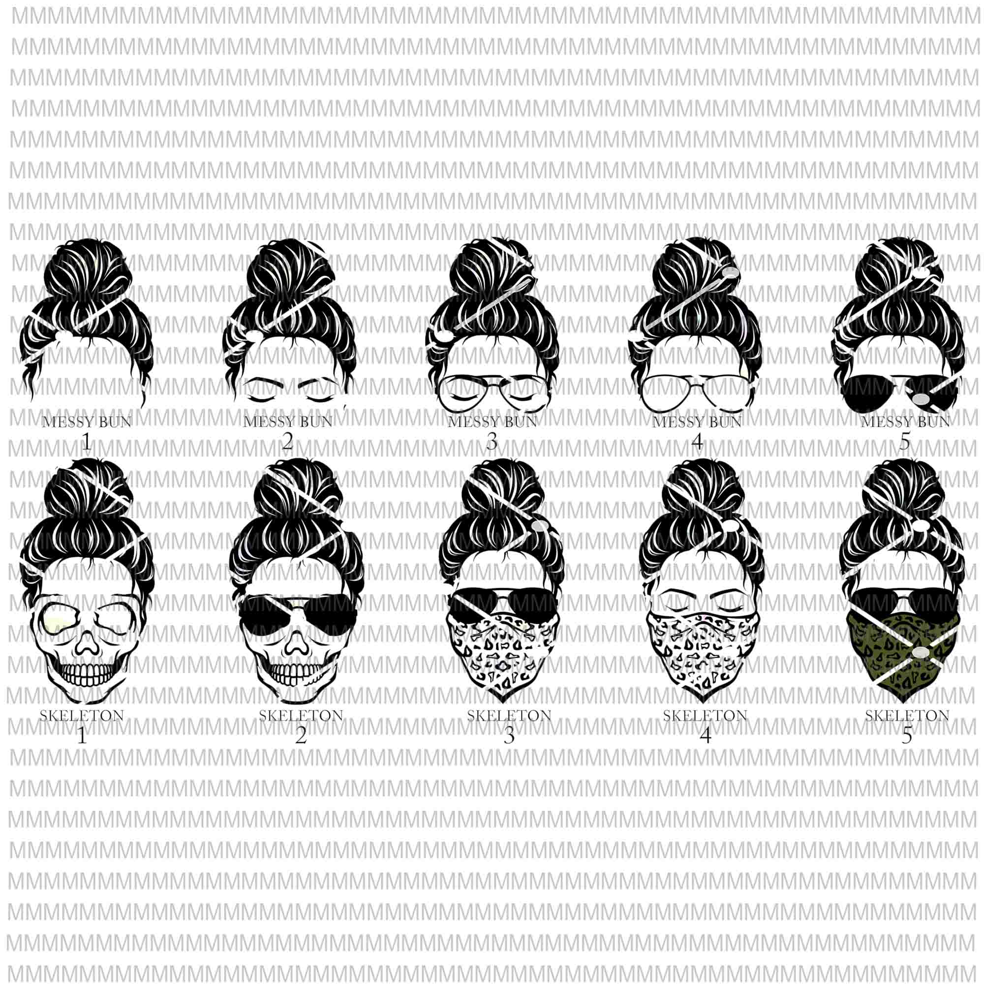 Messy Bun svg, mom life sunglasses and headband Svg, Messy Bun with leopard Svg, Mother's day Svg