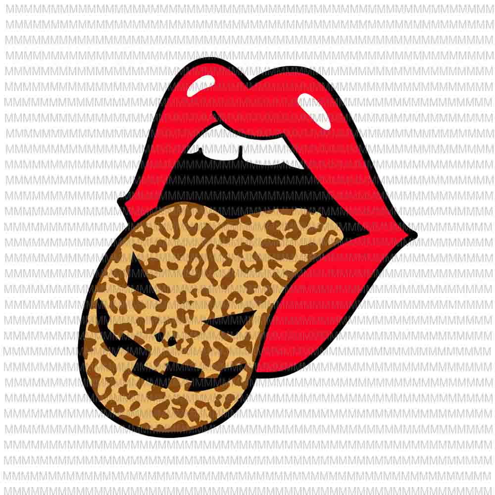 Pumpkin Tongue With Leopard Lips Halloween svg, Lips Halloween, funny Halloween svg, pumpkin svg, funny ghost svg, boo sheet halloween svg