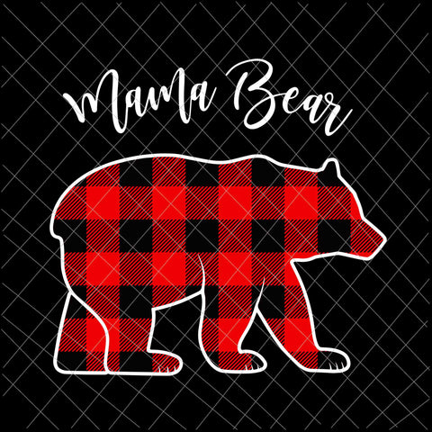 Mama Bear Svg, Bear Buffalo Plaid Xmas Svg,  Funny Family Christmas Svg, Mama Bear Christmas Svg