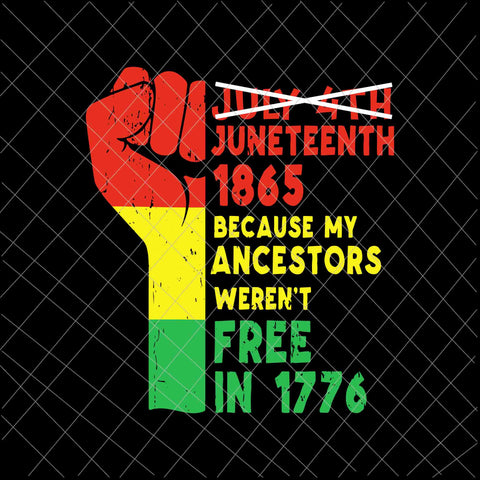 Juneteenth 1865 Because My Ancestors Weren't Free Svg, Black African Flag Pride Fist Svg,  Indepedence Day Svg