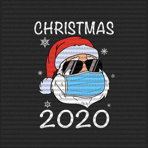 Christmas 2020 svg, Santa In Sunglasses Wearing Mask svg, Funny Christmas 2020, Santa Wearing Mask svg, santa claus mask svg, funny santa claus 2020 vector