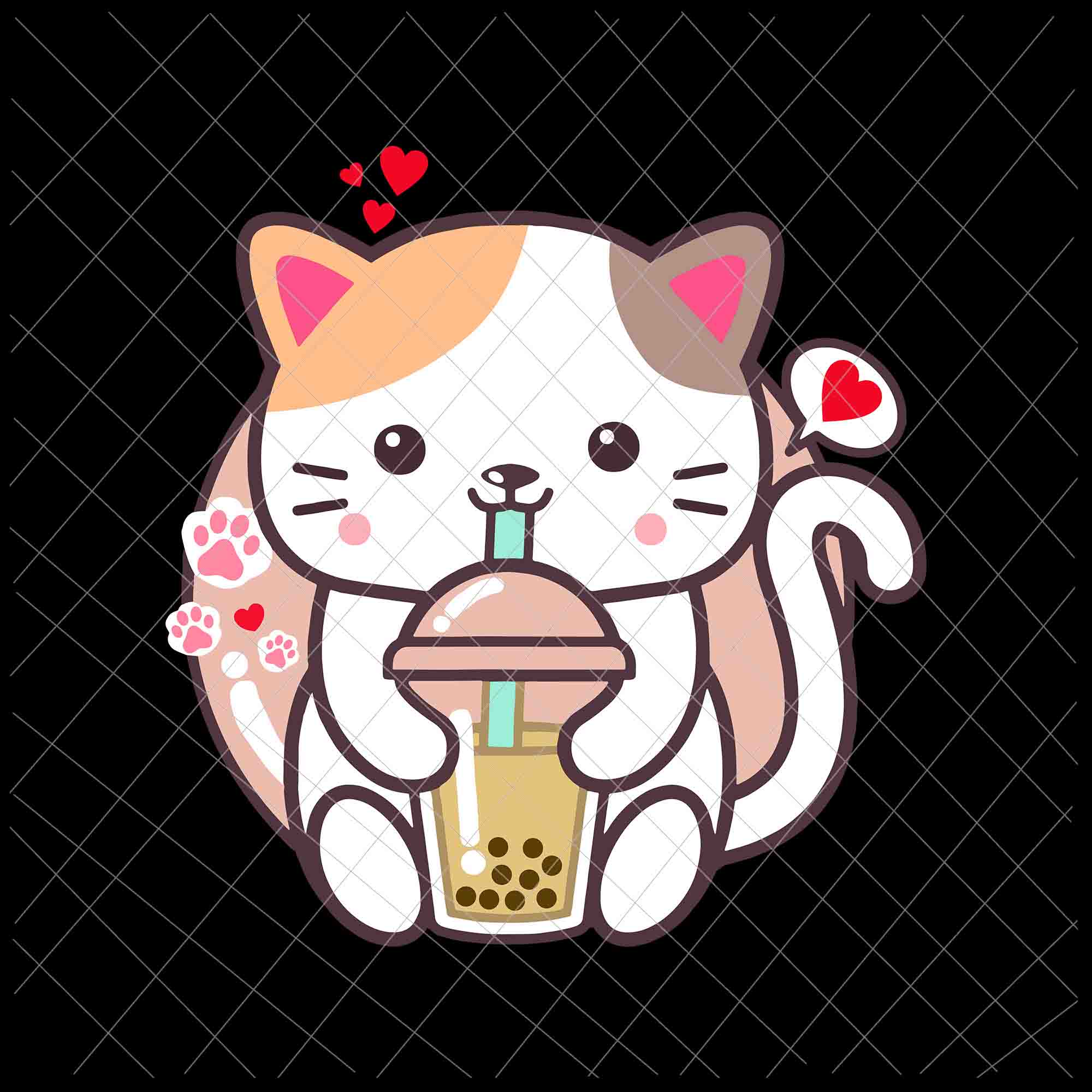Boba Tea Bubble Cat Kawaii Neko Anime Cute Cat Boba - Cat Boba
