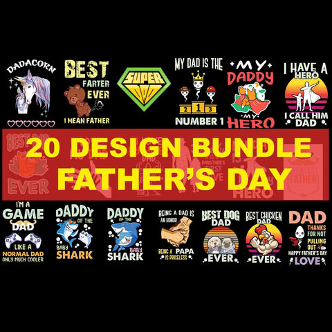 20 Design Bundle Father's Day Svg, Daddy Bundle Svg, Dad Design Svg