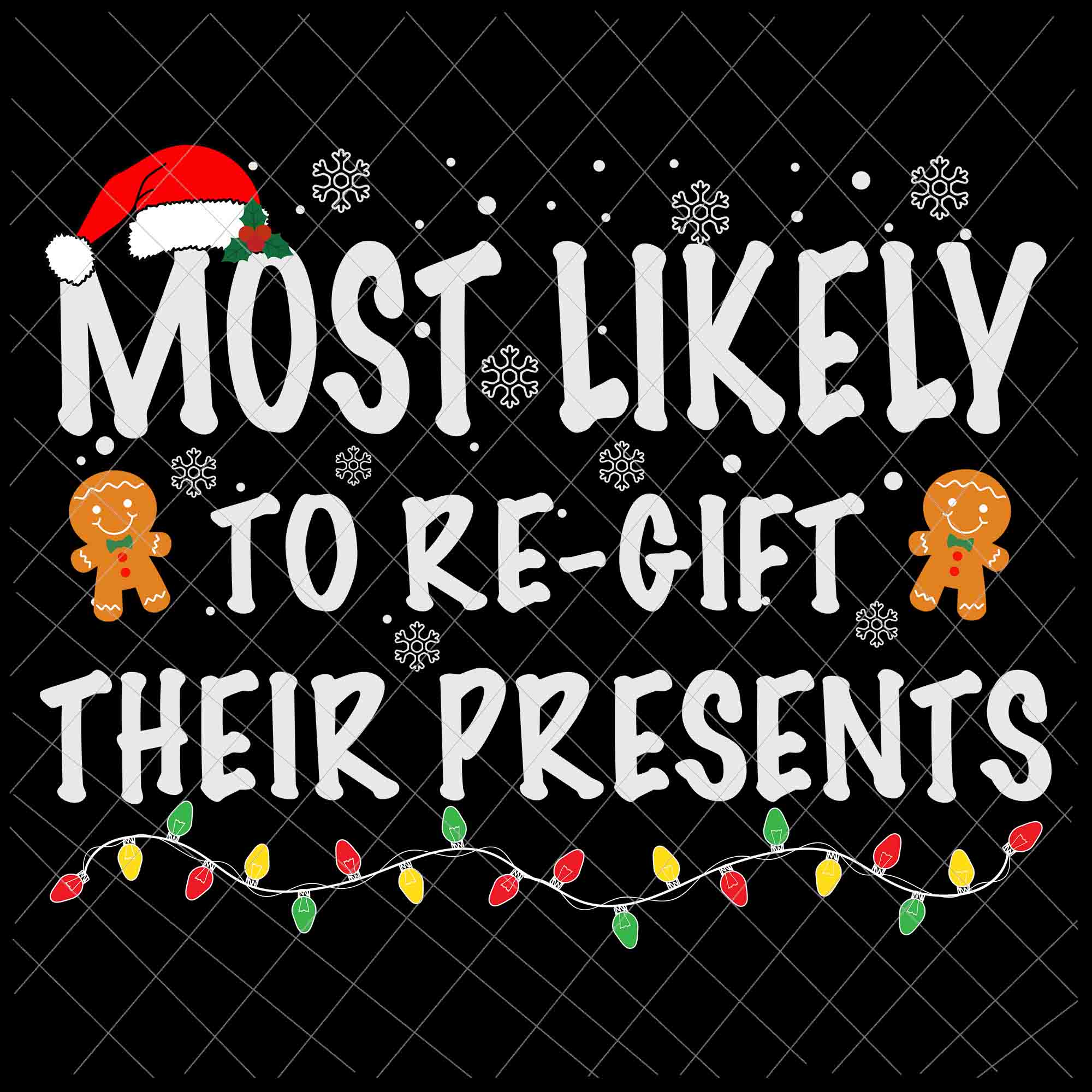 Most Likely To Re-Gift Their Presents Svg, Family Christmas Xmas Svg, Family Christmas Pajamas Svg Christmas Quote Svg