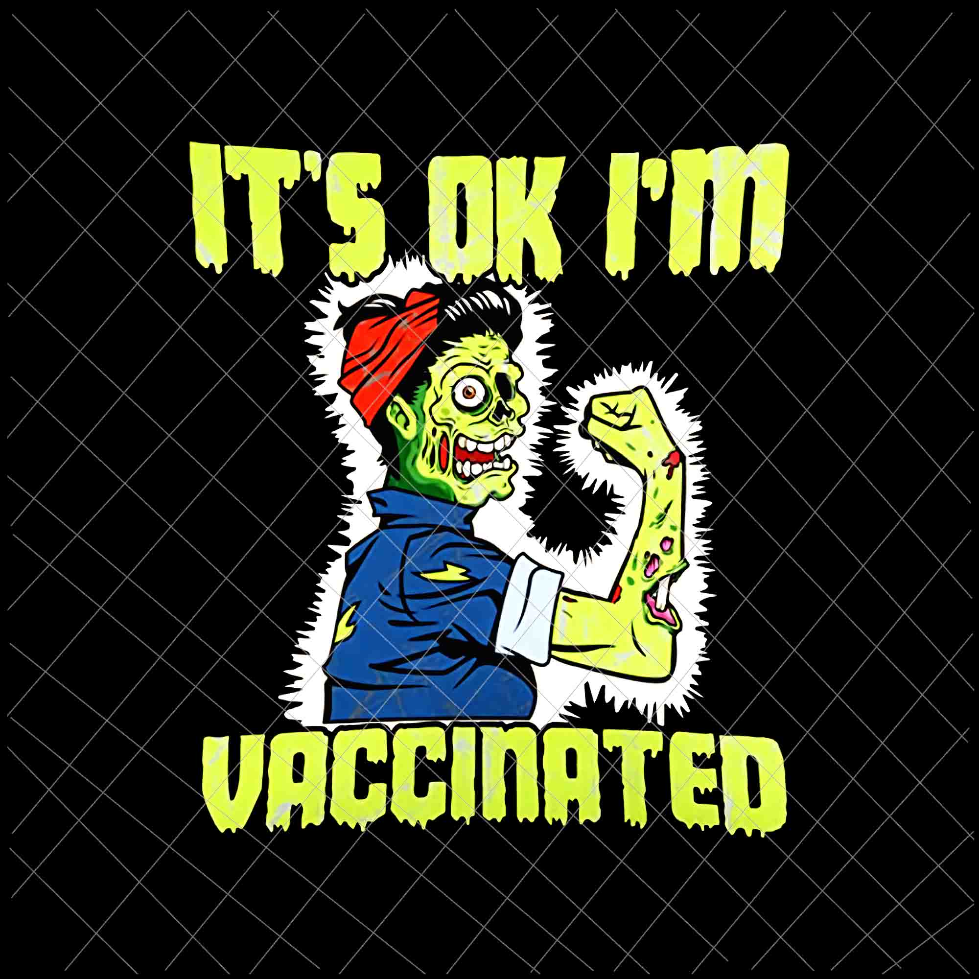Halloween Party Png, It's Ok I'm Vaccinated Png, Gothic Ugly Halloween Png, Halloween Design Png