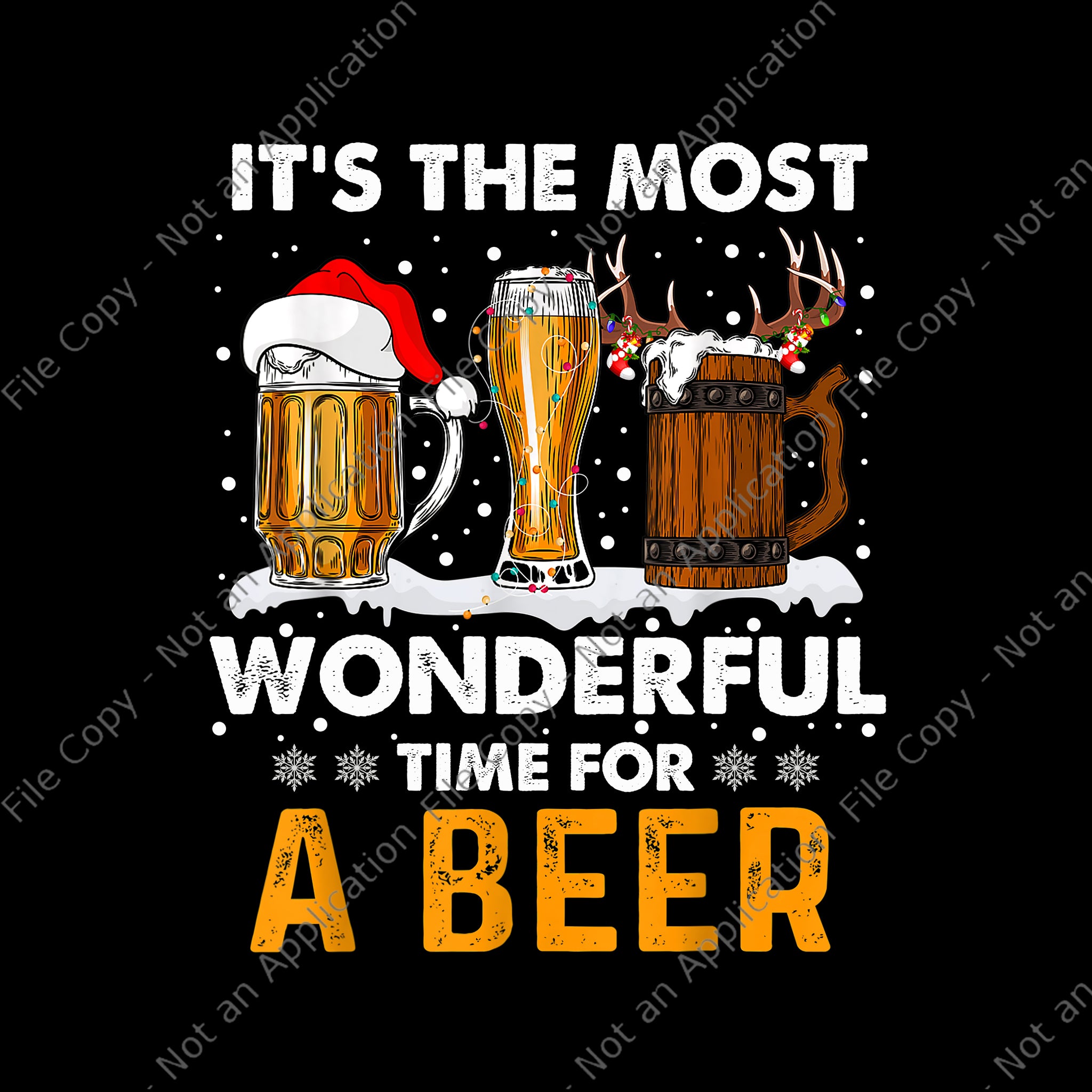 It's The Most Wonderful Time For A Beer Christmas Png, Drink Xmas Png, Beer Christmas Png, Christmas Png, Santa Png
