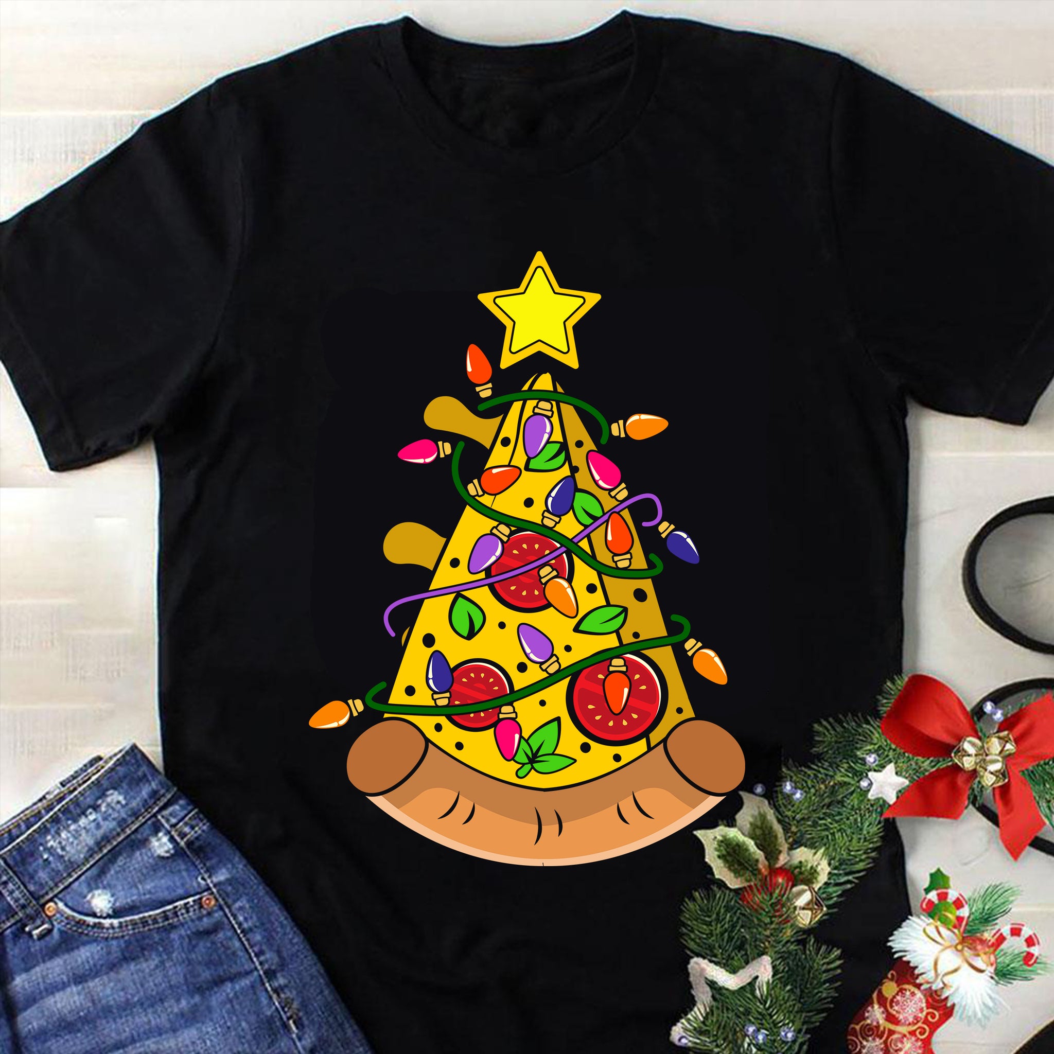 Pizza Christmas Tree Lights Svg, Pizza Christmas Svg, Christmas Svg, Tree Christmas Svg, Tree Svg, Santa Svg, Merry Christmas Svg
