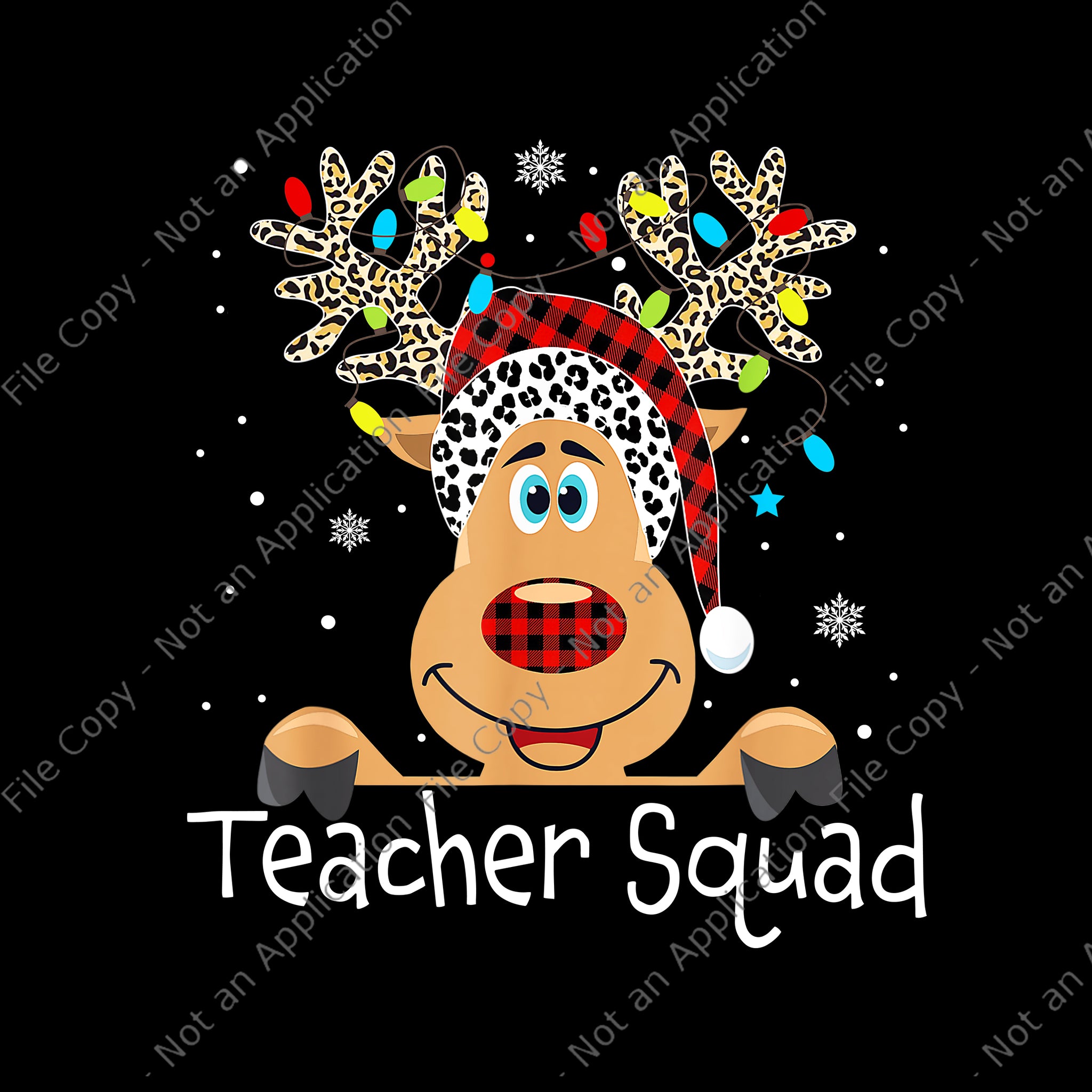 Teacher Squad Reindeer Png, Reindeer Lights Christmas Png, Christmas Png, Santa Png