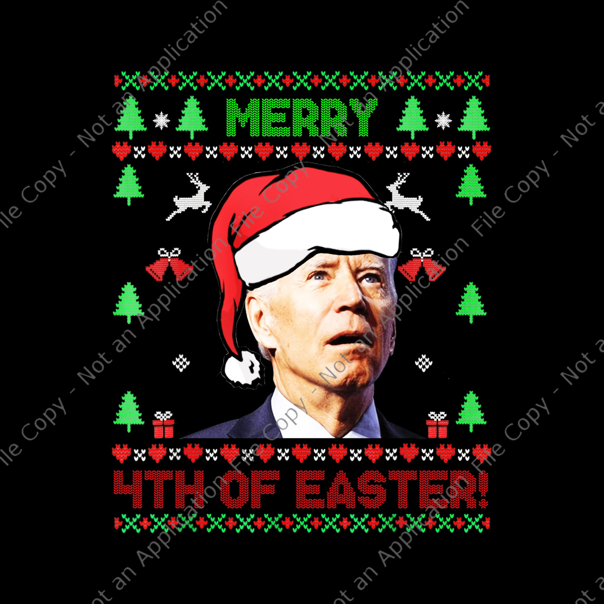 Merry 4th Of Easter Funny Joe Biden Png, Christmas Ugly Sweater Png, Joe Biden Christmas Png, Merry 4th Of Easter Png