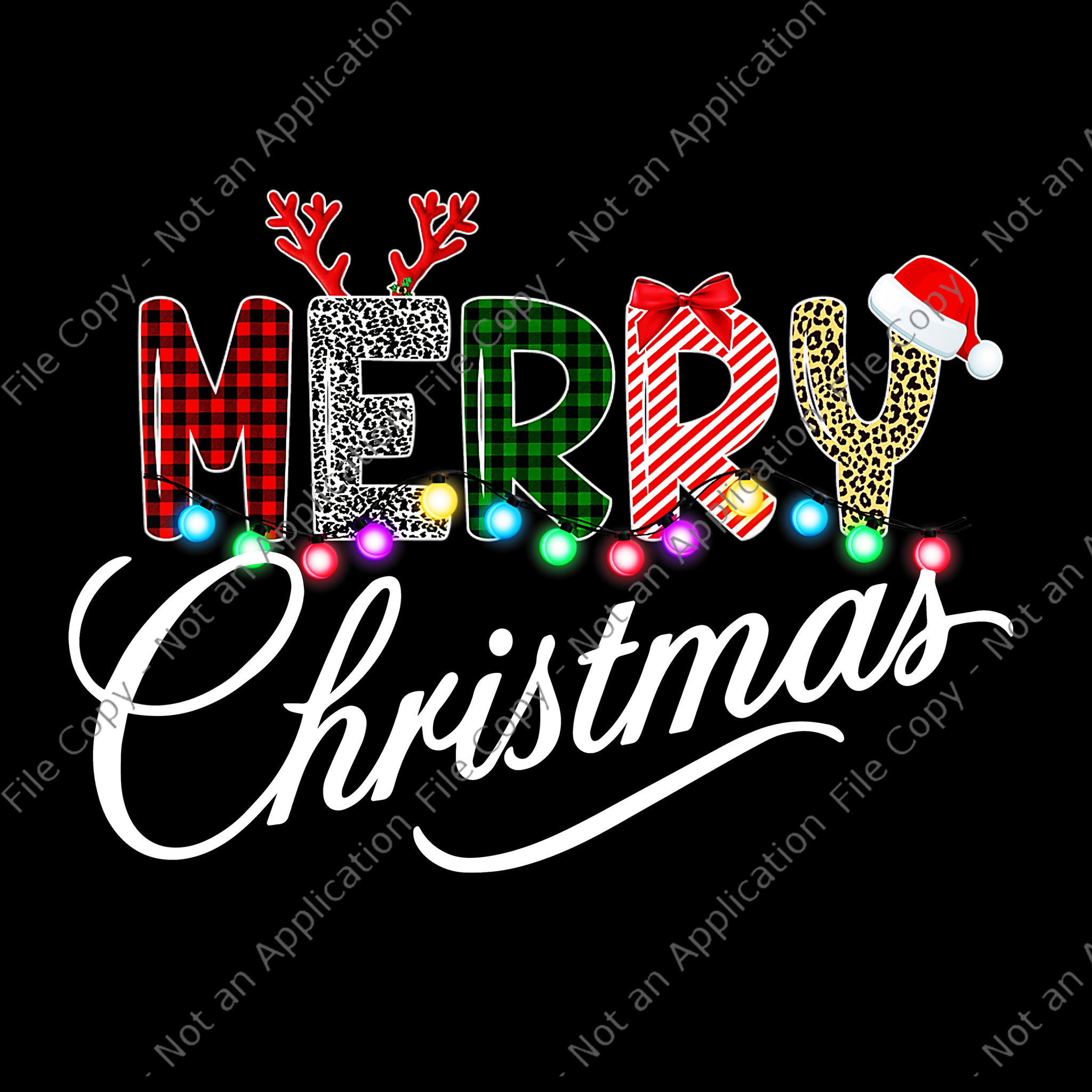 Merry Christmas Leopard Buffalo Red Png, Merry Christmas Png, Merry Christmas Lights