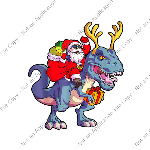 Santa Riding Dinosaur Deer Xmas Png, Santa T-rex Png, Santa Png, Christmas Png,
