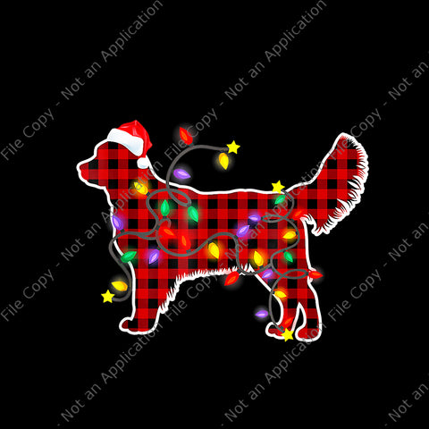 Dog Light Christmas Png, Red Plaid Golden Retriever Christmas Png, Dog Xmas Png, Christmas Png