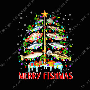 Merry Fishmas Christmas Tree Png, Merry Fishmas Png, Tree Christmas Png, Christmas Png, Funny Christmas Tree Lights Fish Png, Fishing Rod Png