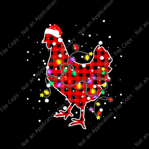 Red Plaid Buffalo Chicken Christmas Png, Chicken Christmas Png, Chicken Light Png, Chicken Png, Christmas Png
