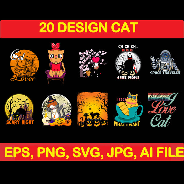 Halloween Cat bundle svg, cat svg, black cat svg, cat design, design cat bundle, cat vector, cat funny, cat design, cat halloween svg