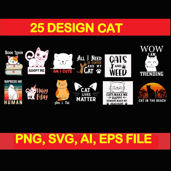 Cat bundle svg, cat svg, cat vector, cat vintage design
