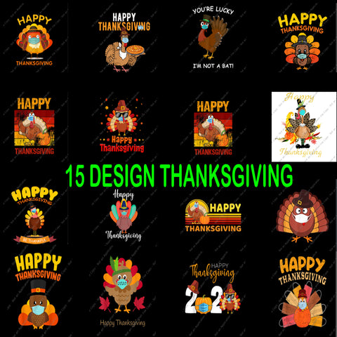 Bundle 15 design thanksgiving, thanksgiving vector, thanksgiving 2020, happy turkey day 2020 png, happy turkey day 2020, funny quarantine turkey face wearing a mask, 2020 quarantine thanksgiving turkey