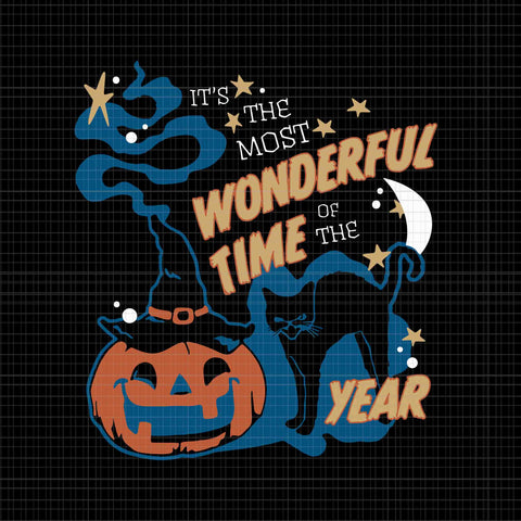 It's the Most Wonderful Time of the Year Svg, Black Cat Halloween Svg, Halloween Svg, Black Cat Svg, Pumpkin Halloween Svg