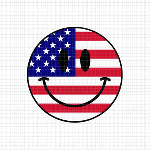 Smiley Face American Flag Emoticon 4th Of July Svg, Smiley Face Flag Svg, 4th of July Svg