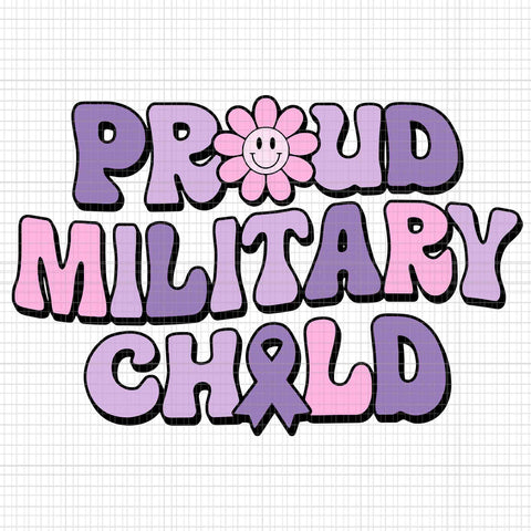Proud Military Child Svg,Groovy Purple Up For Military Svg, Funny Quote Svg