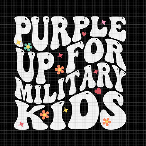 Groovy Purple Up For Military Kids Svg, Military Child Month Svg, Funny Quote Svg
