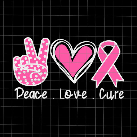 Peace Love Cure Svg, Breast Cancer Awareness Svg, Pink Ripon Svg, Autumn Svg