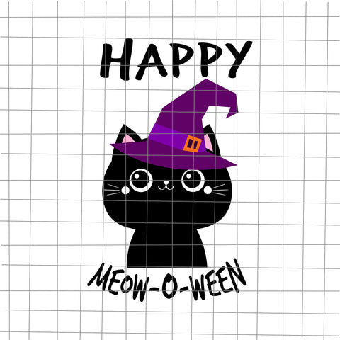 Happy Halloween Cat Svg, Happy Meow O Ween Svg, Cat Halloween Svg, Halloween Svg, Black cat svg