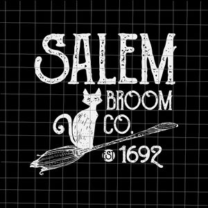 Salem Broom Co. Cute Witch Trials 1692 Svg, Women's Halloween Svg, Halloween Svg, Cat Svg, Cat Halloween Svg