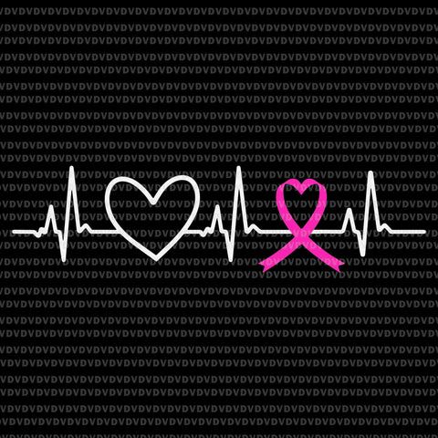 Ribbon Heartbeat Svg, Breast Cancer Awareness Month Pink Svg, Breast Cancer Awareness Svg, Pink Ripon Svg