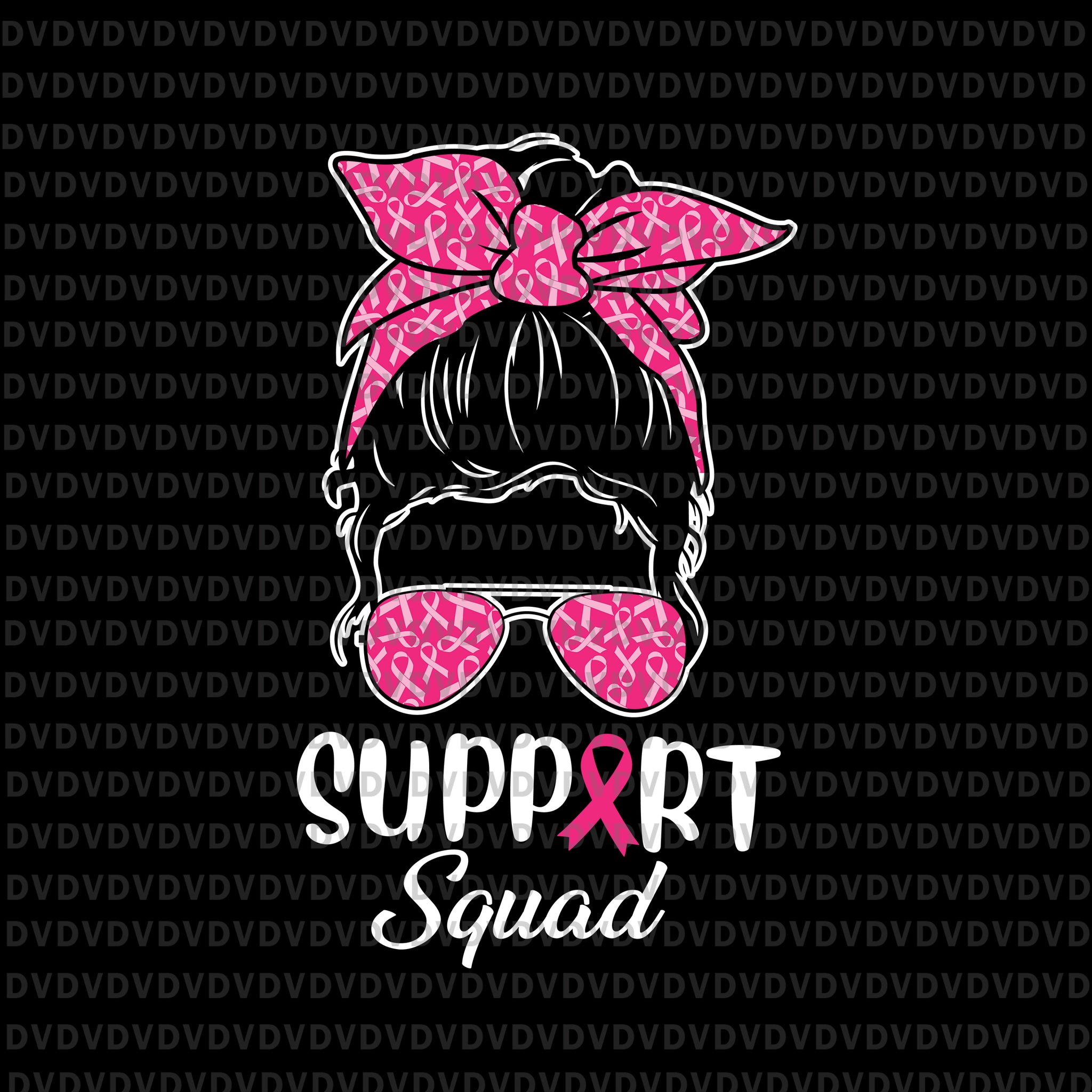 Support Squad Messy Bun Pink Warrior Breast Cancer Awareness Svg, Support Squad Svg, Pink Ribbon Svg, Autumn Png, Breast Cancer Awareness Svg, Breast Cancer Svg