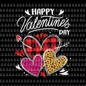 Happy Valentine's Day Three Leopard And Plaid Hearts Svg, Happy Valentine's Day Svg, Valentine Heart Svg