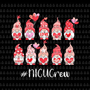 Gnome With Hearts NICU Crew Valentine's Day Png, Gnome Valentines Png, NICU Crew Valentine's Png, Gnome NICU Crew Png