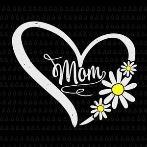 Mom Heart Daisy Flower Rainbow Svg, Happy Mother's Day Svg, Mom Flower Svg, Mother Svg, Mom Svg