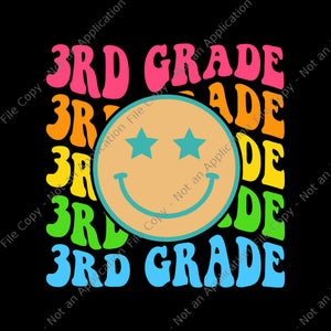 Groovy Third Grade Vibes Face Retro Teachers Back To School Svg, 3RD Grade Vibes Svg, Back To School Svg, School Svg