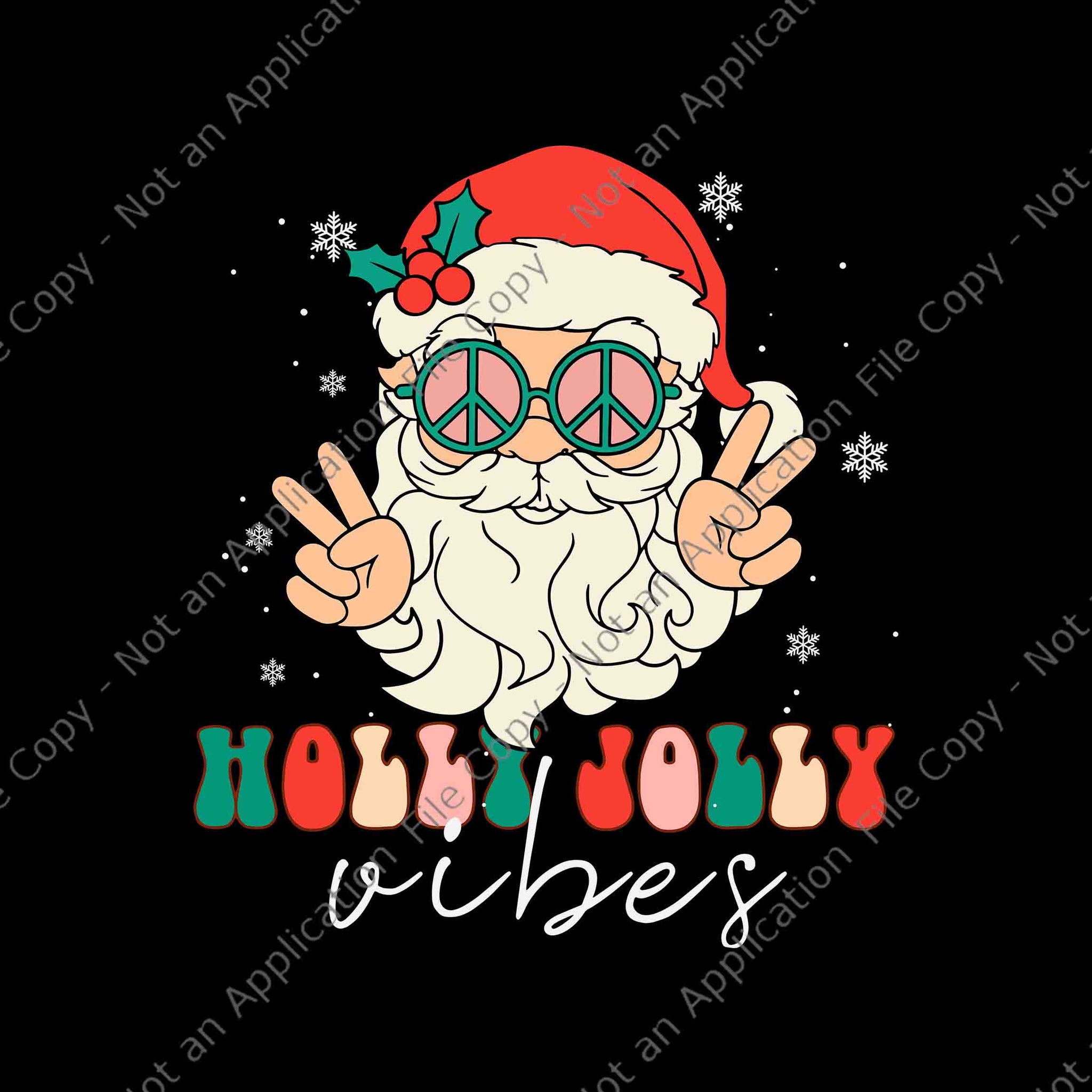 Holly Retro Groovy Christmas Jolly Vibes Santa Hippie Svg, Holly Jolly Vibes Svg, Holly Jolly Santa Svg, Santa Christmas Svg
