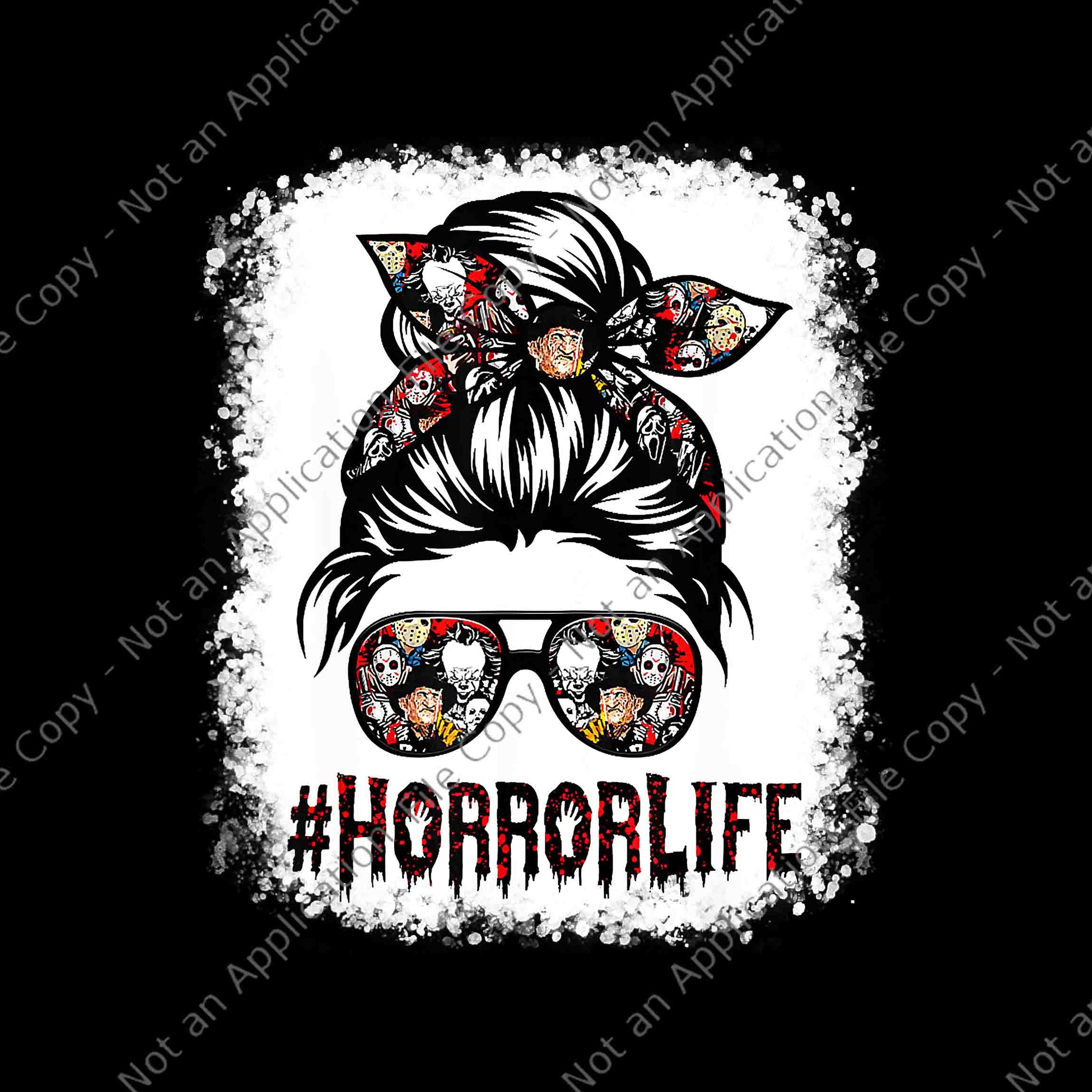 Messy Bun Horror Life Horror Movie Horror Mom Halloween Png, Horror Life Messy Bun Png, Movie Horror Halloween Png