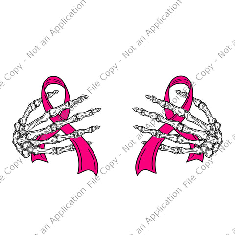 Boob Skeleton Hand On Breast Cancer Ribbon Halloween Svg, Skeleton Hand Ribbon Svg, Skeleton Hand Svg, Skeleton Halloween Svg