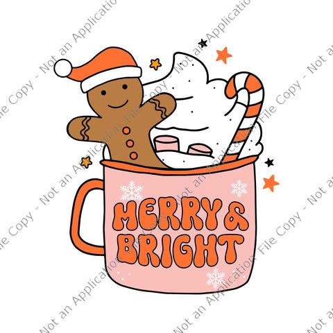 Retro Groovy Merry & Bright Gingerbread Christmas Svg, Merry Bright Svg, Gingerbread Christmas Svg, Christmas Svg