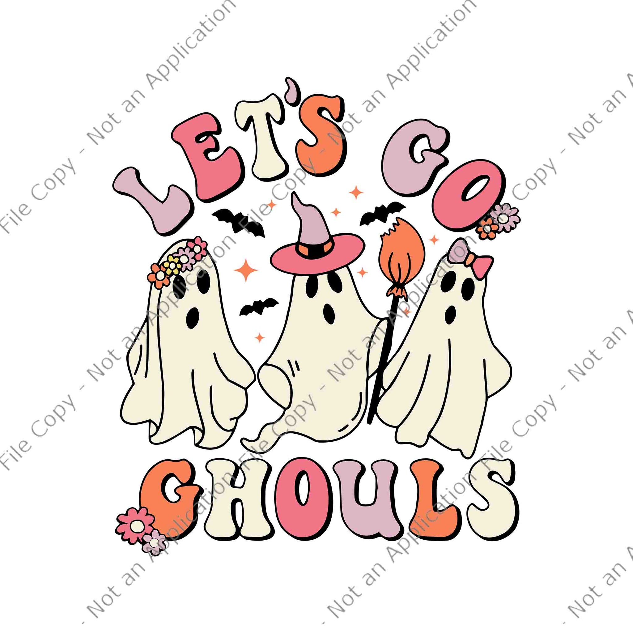 Groovy Let's Go Ghouls Halloween Ghost Svg, Ghost Halloween Svg, Ghost Svg, Halloween Svg
