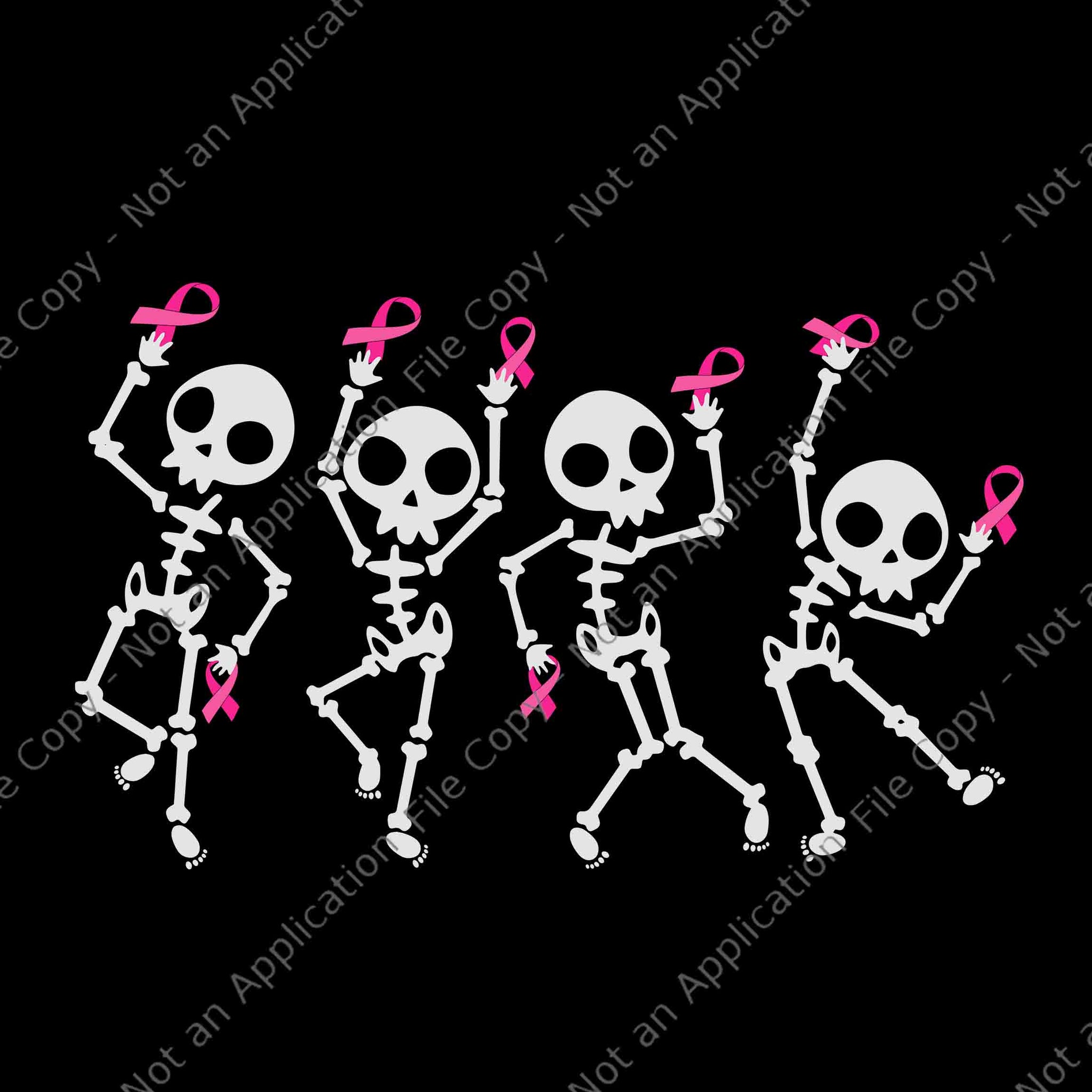 Pink Ribbon Breast Cancer Awareness Skeleton Svg, Skeleton Dancing Svg –  buydesigntshirt