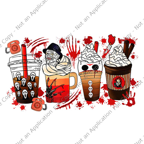 Horror Movie And Coffee Halloween Spooky Season Fall Coffee Png, Horror Movie Halloween Png, Friend Movie Halloween Png, Halloween Png,